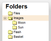 Panel folderów programu CKFinder